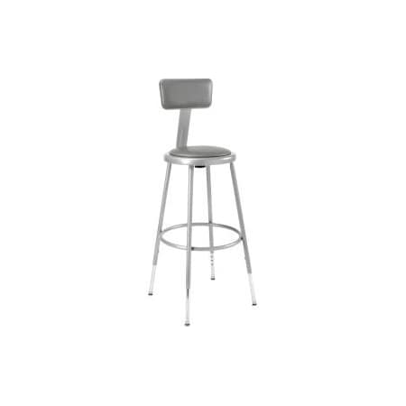 National Public Seating Interion Steel Shop Stool wBackrest and Padded Seat  Adjustable Height 25  33  GRY  2PK 244873